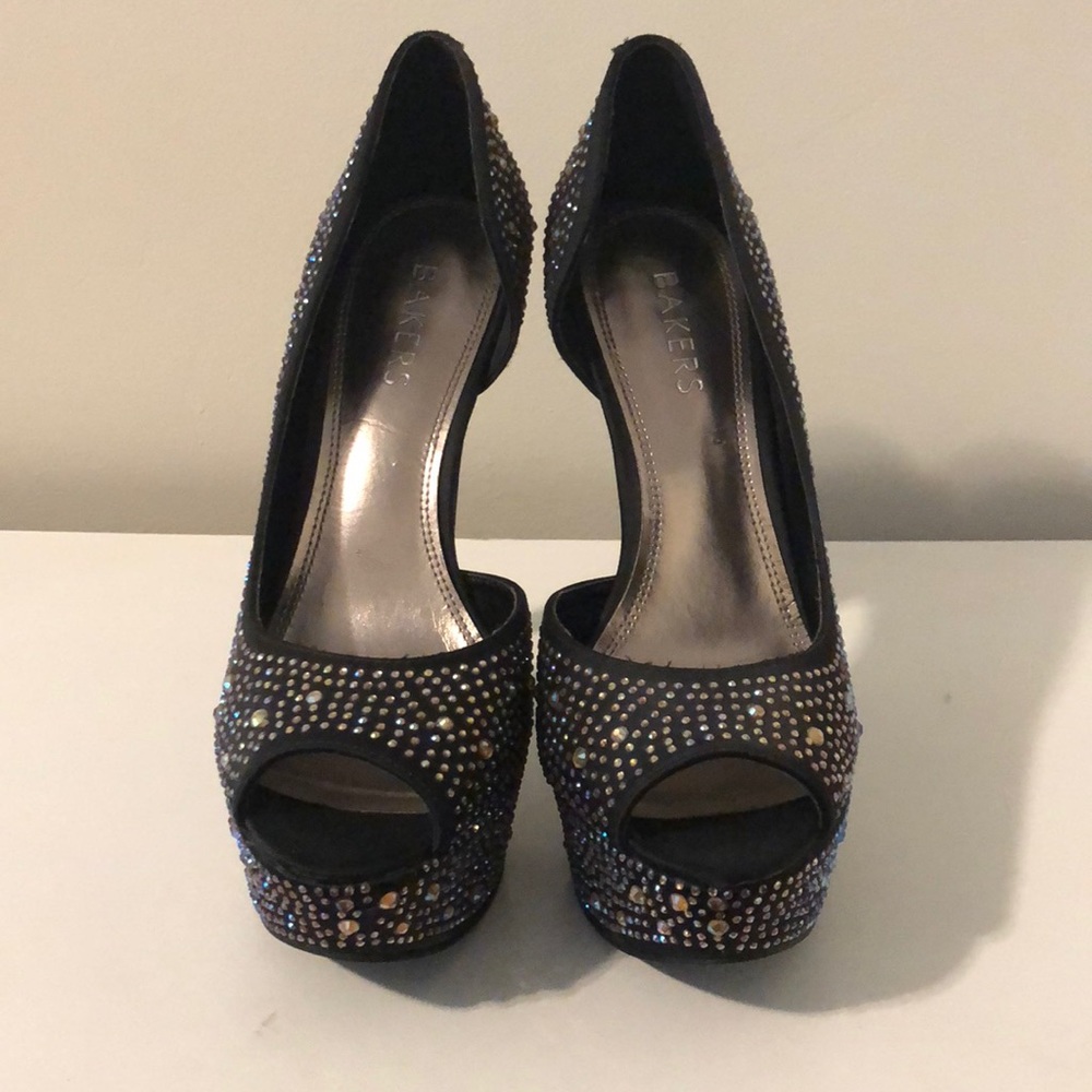 Black Bakers Crystal Pumps